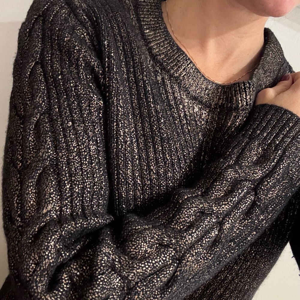 Pink Tartan 100% Wool Black and Bronze Knit Sweater - Picture 3 of 13